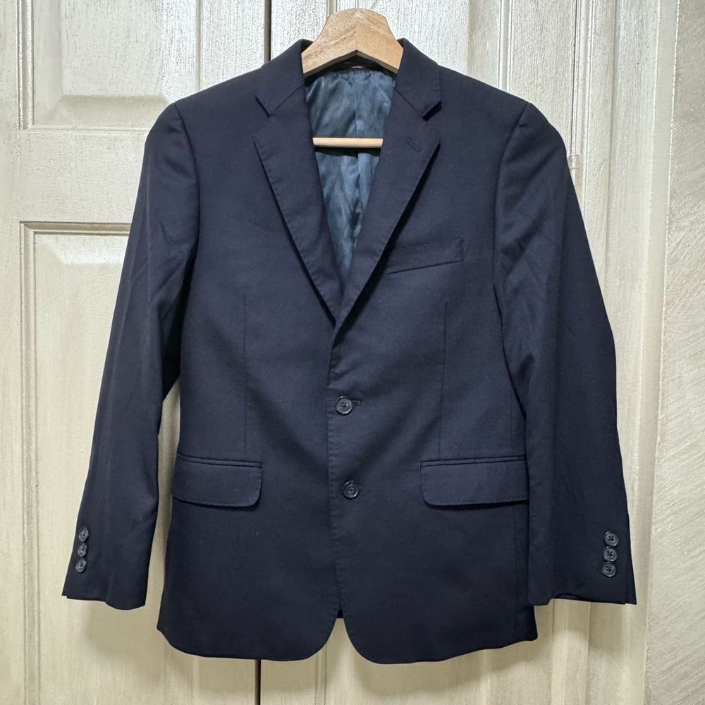 Hickey Freeman Boys 10H Navy Blue Wool Blazer Two Buttons Sport Coat